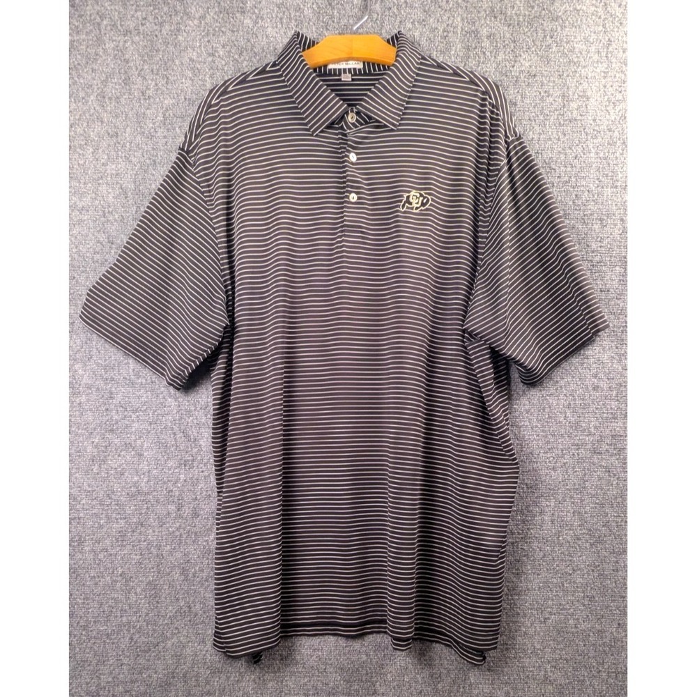 Peter Millar Summer Comfort Polo Shirt XXL Black White Stripe CU Buffaloes